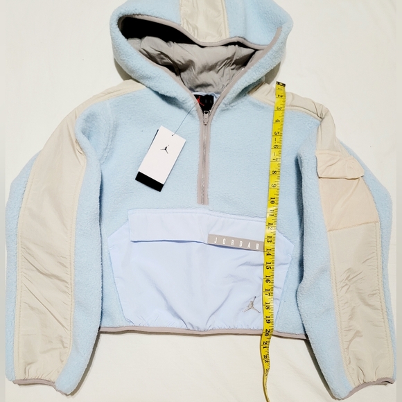 Nike Air Jordan Crop Cozy Fleece Hoodie Baby Blue/Grey Sz S Womem NWT - Picture 6 of 7